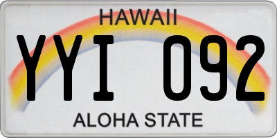 HI license plate YYI092