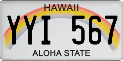 HI license plate YYI567