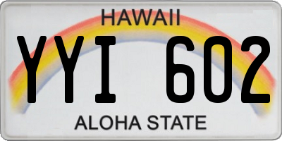 HI license plate YYI602