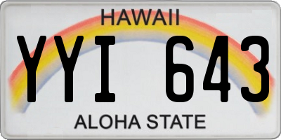 HI license plate YYI643