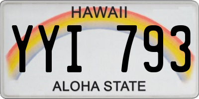 HI license plate YYI793