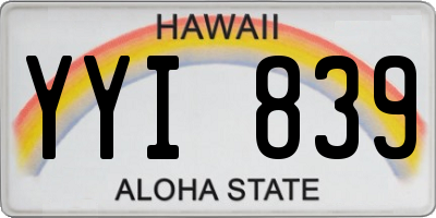 HI license plate YYI839