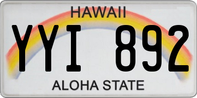 HI license plate YYI892