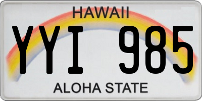 HI license plate YYI985