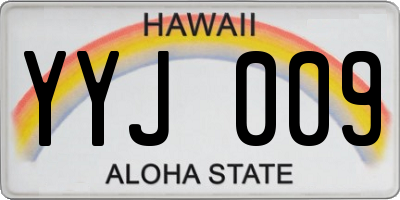 HI license plate YYJ009