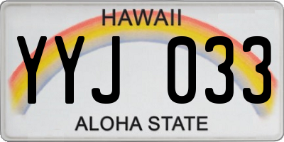 HI license plate YYJ033