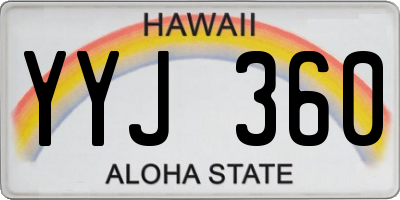 HI license plate YYJ360