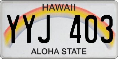 HI license plate YYJ403