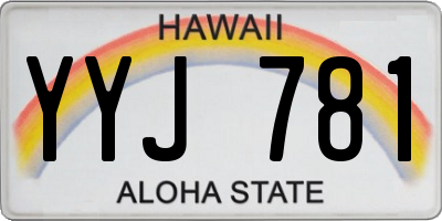 HI license plate YYJ781