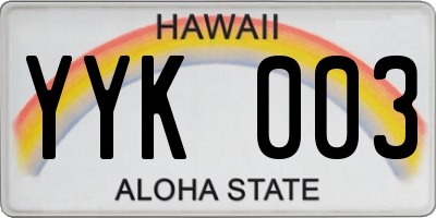 HI license plate YYK003