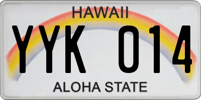 HI license plate YYK014