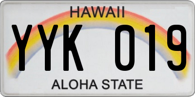 HI license plate YYK019