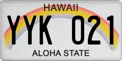 HI license plate YYK021