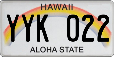 HI license plate YYK022