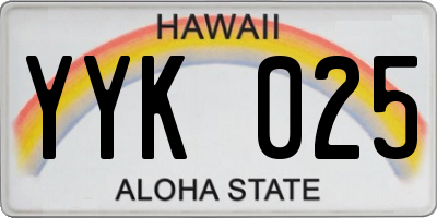 HI license plate YYK025