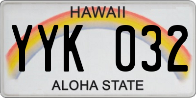 HI license plate YYK032