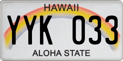 HI license plate YYK033