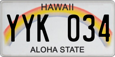 HI license plate YYK034