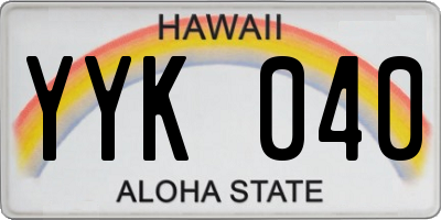 HI license plate YYK040