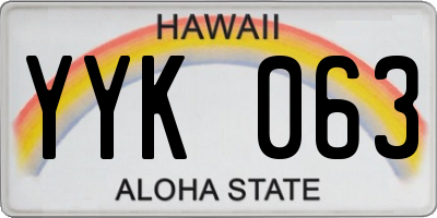 HI license plate YYK063