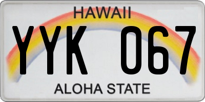 HI license plate YYK067