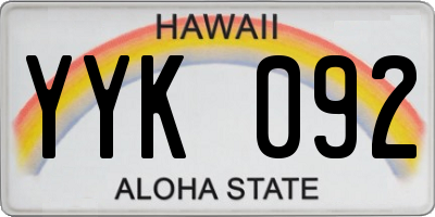 HI license plate YYK092