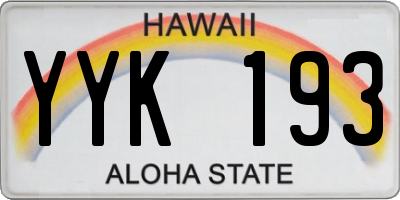 HI license plate YYK193