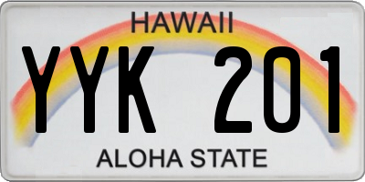 HI license plate YYK201