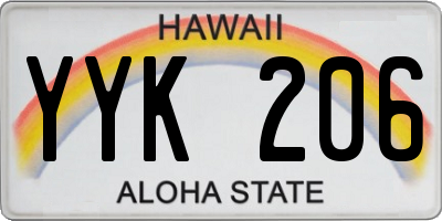 HI license plate YYK206