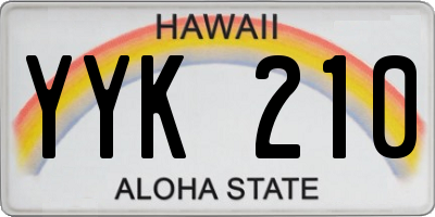 HI license plate YYK210