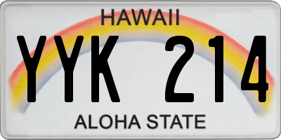HI license plate YYK214