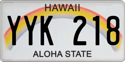 HI license plate YYK218