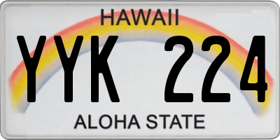 HI license plate YYK224