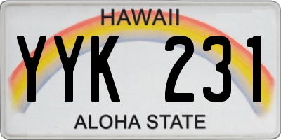 HI license plate YYK231
