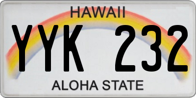 HI license plate YYK232