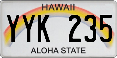 HI license plate YYK235
