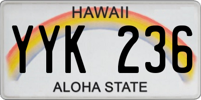 HI license plate YYK236