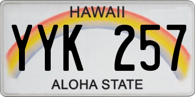 HI license plate YYK257