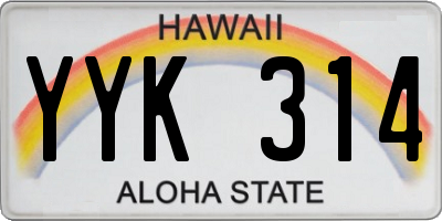 HI license plate YYK314