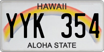 HI license plate YYK354