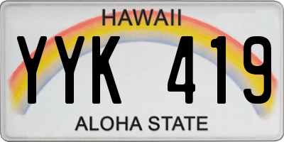 HI license plate YYK419