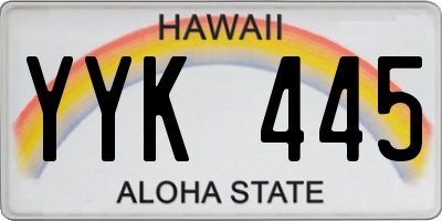 HI license plate YYK445