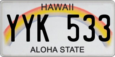 HI license plate YYK533