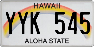 HI license plate YYK545