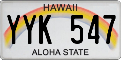 HI license plate YYK547