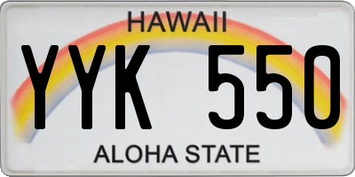 HI license plate YYK550
