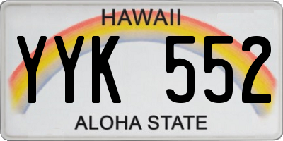 HI license plate YYK552