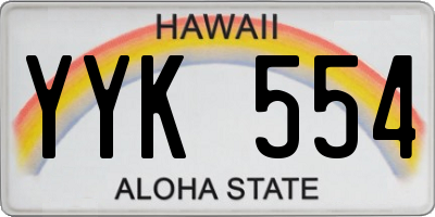 HI license plate YYK554
