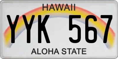 HI license plate YYK567