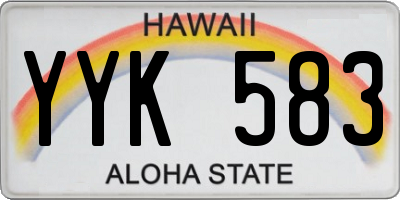 HI license plate YYK583